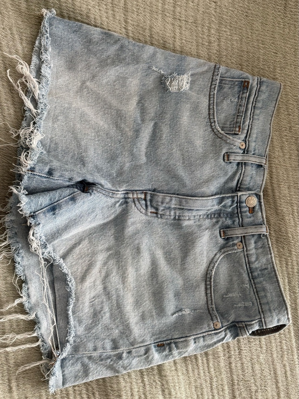 Madewell Light Blue Distressed Denim Cutoff Shorts